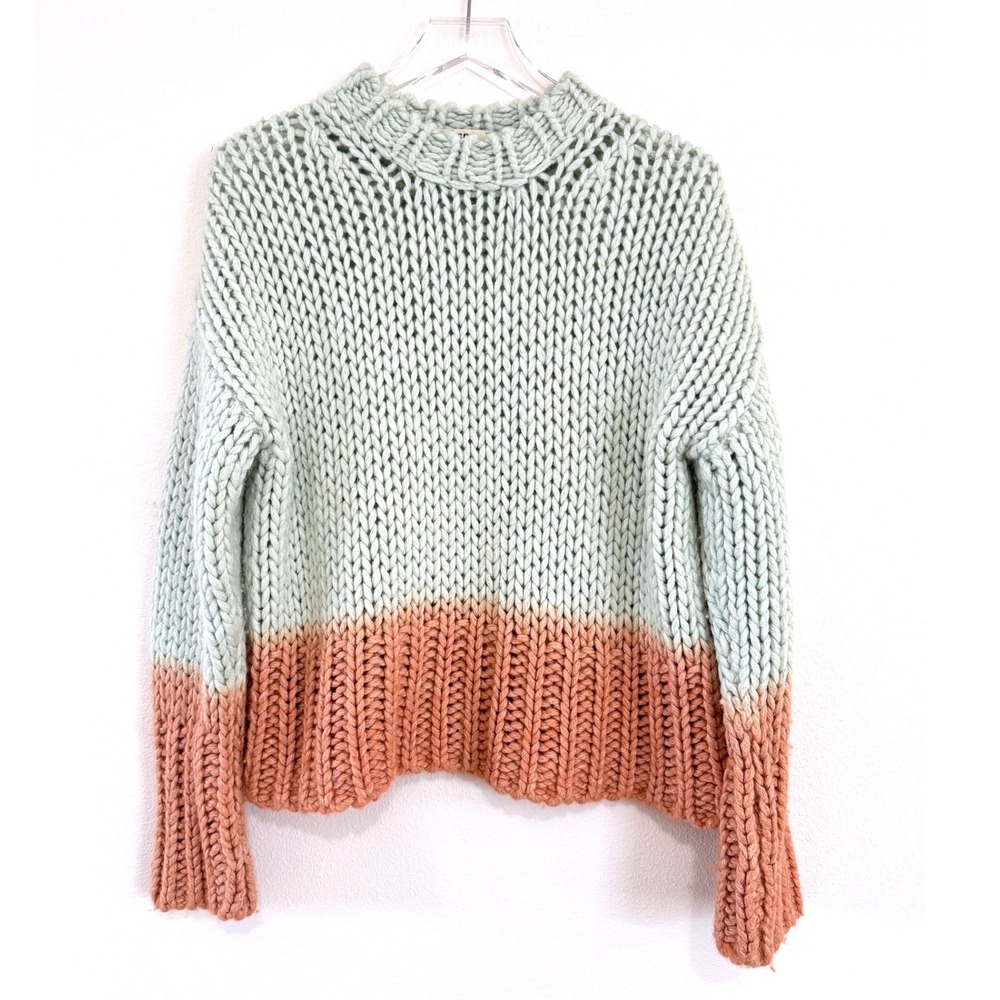 Acne Studios | Kirene Dip Dye Chunky Knit Sweater - Mint Green Wool Blend